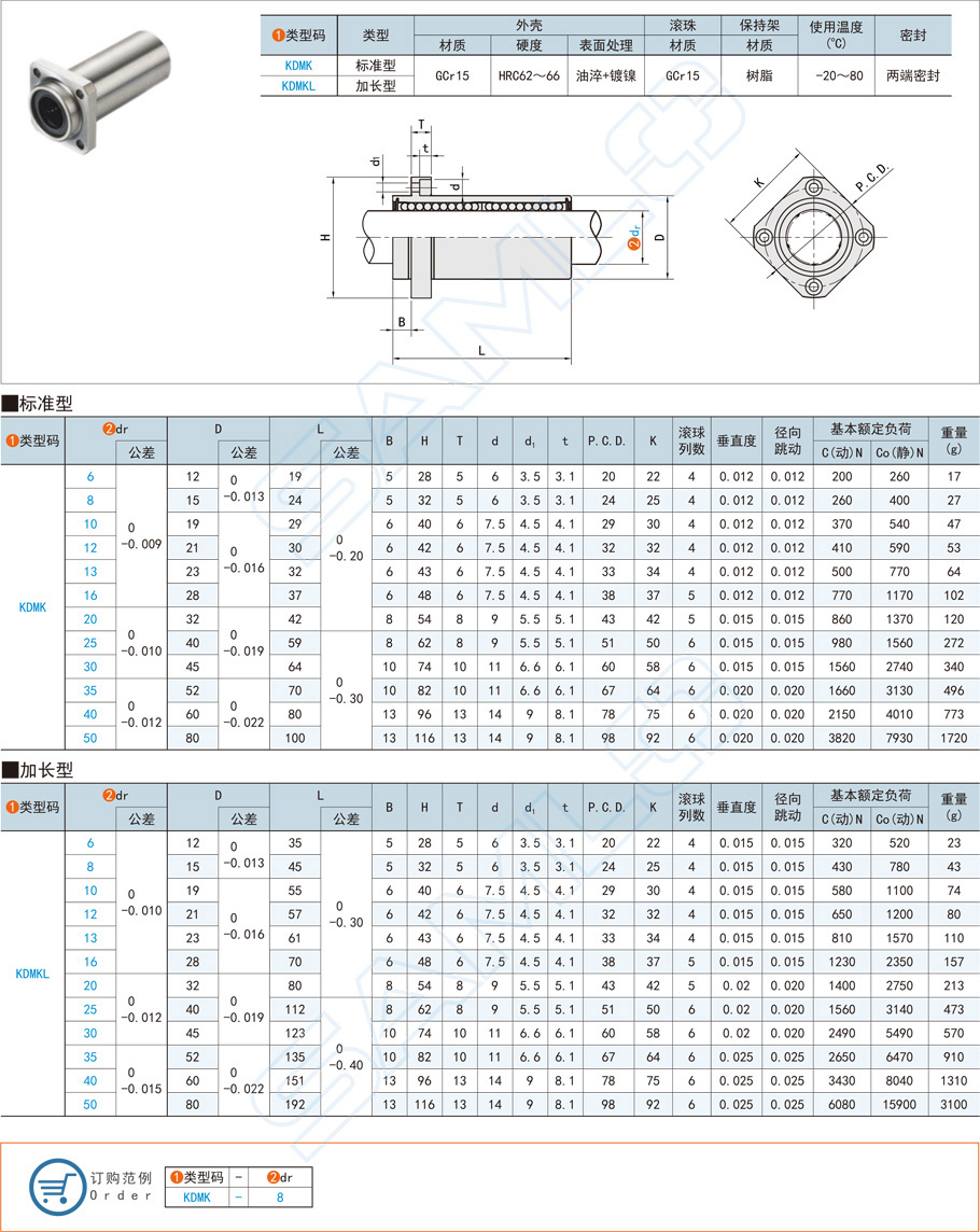 直線軸承的規格型號及具體參數 直線軸承的規格型號及具體參數